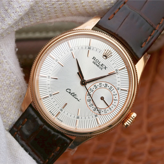 CELLINI TIME DATE Golden Multicolor Dial Selection Brown Leather Strap 39mm