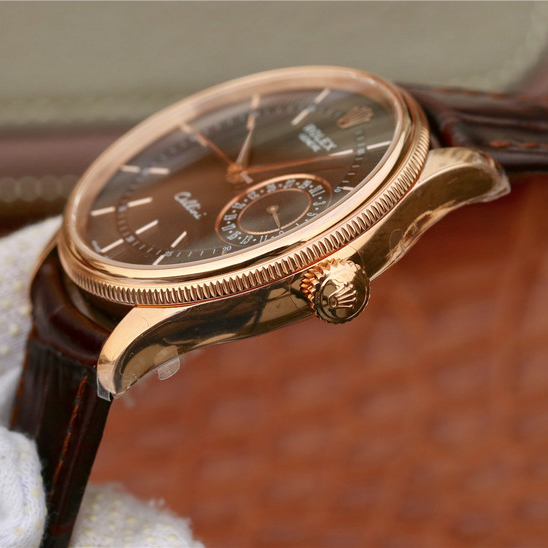 CELLINI TIME DATE Golden Multicolor Dial Selection Brown Leather Strap 39mm