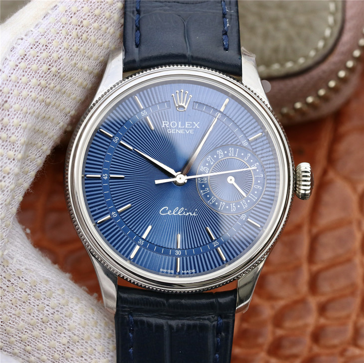 CELLINI TIME DATE Silver Blue Dial Blue Leather Strap 39mm