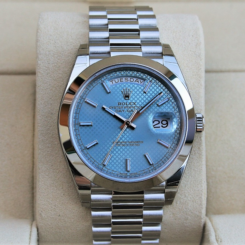 Day-Date Platinum Ice Blue Diagonal Motif 40mm
