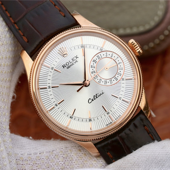 CELLINI TIME DATE Golden Multicolor Dial Selection Brown Leather Strap 39mm