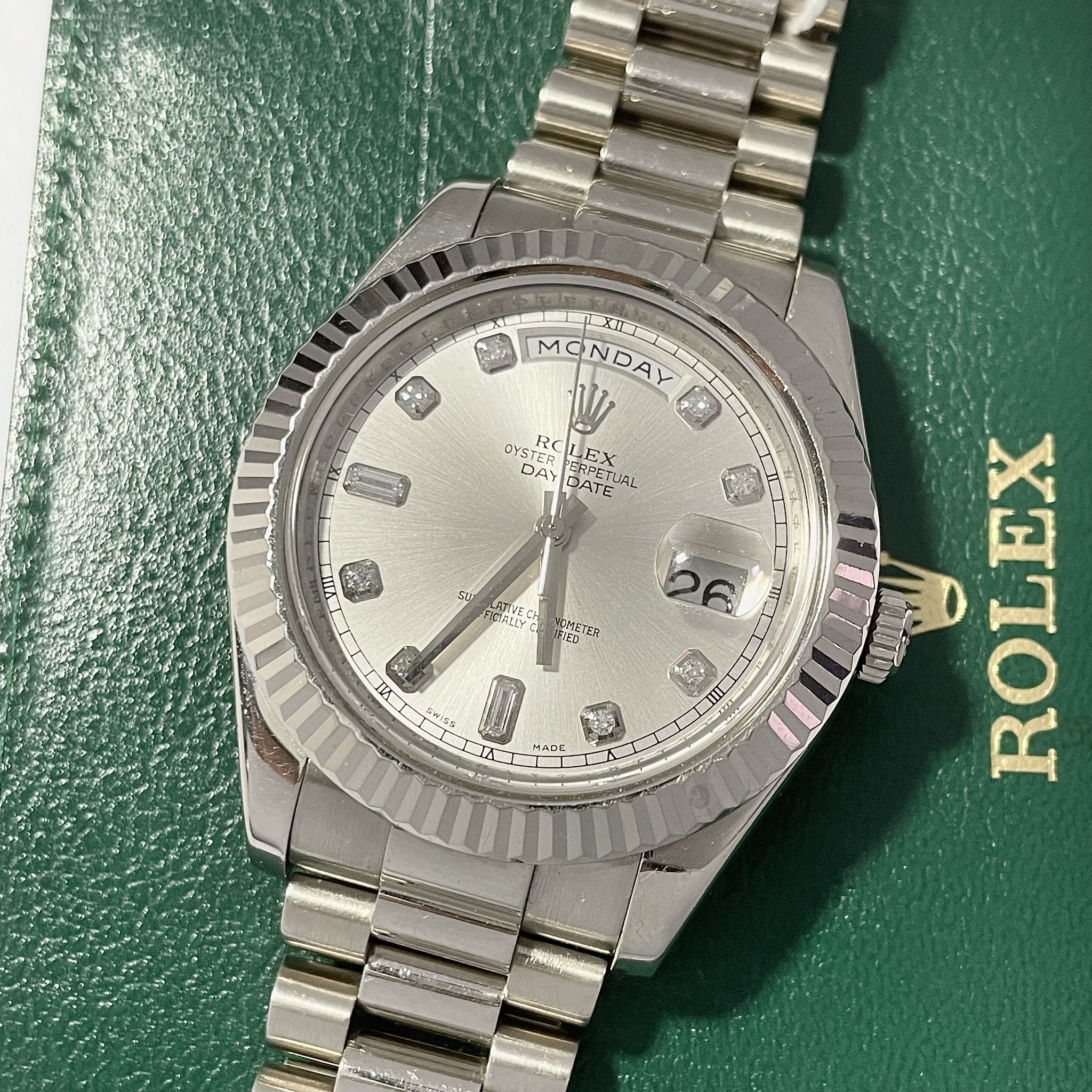 Day-Date II Silver Diamond Scale Multiple Dial Color Options 41mm