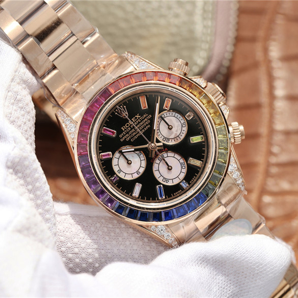 DAYTONA RAINBOW DIAMOND ROSE GOLD STAINLESS STEEL40mm