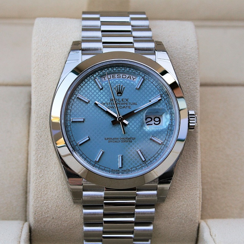 Day-Date Platinum Ice Blue Diagonal Motif 40mm