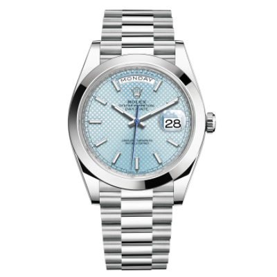 Day-Date Platinum Ice Blue Diagonal Motif 40mm