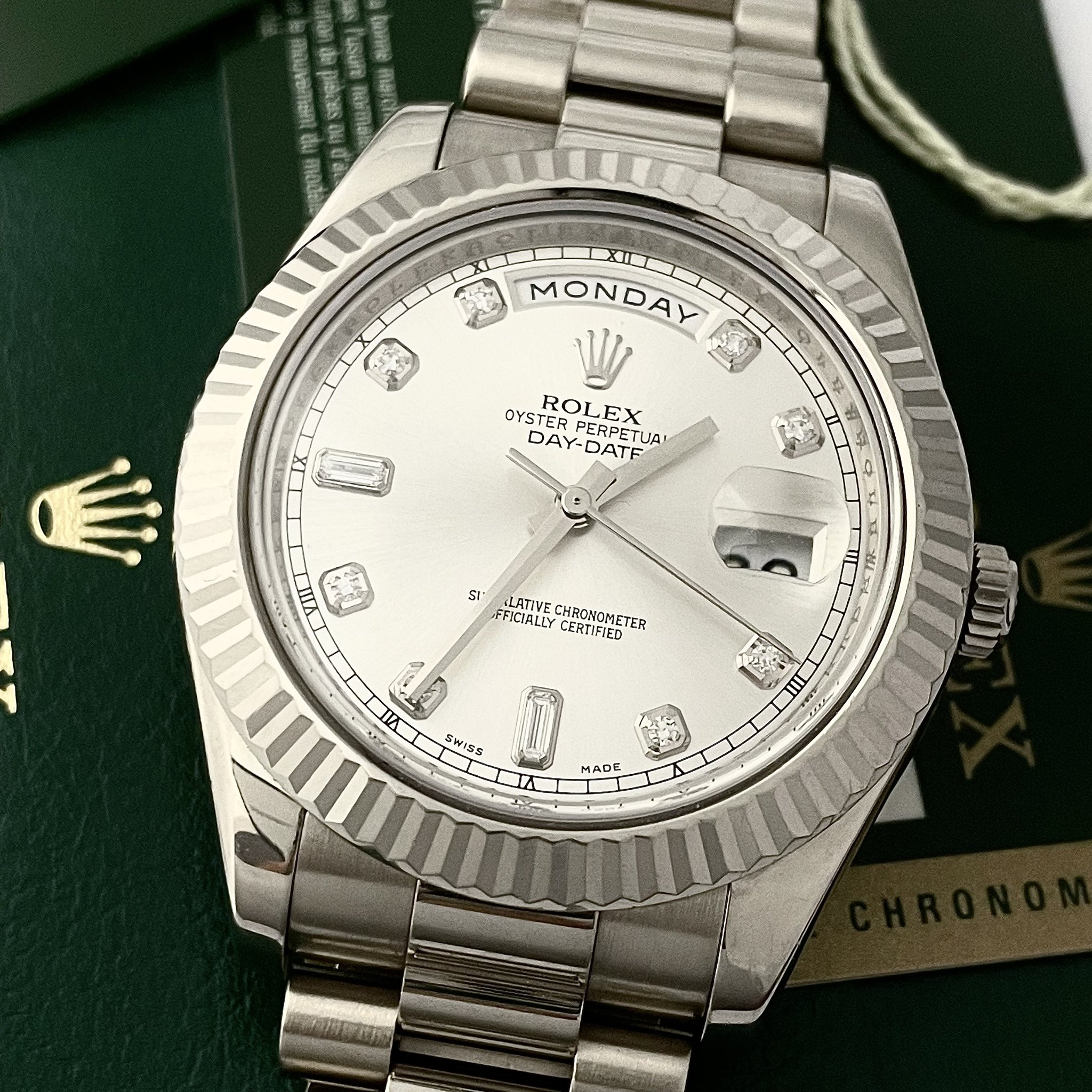 Day-Date II Silver Diamond Scale Multiple Dial Color Options 41mm