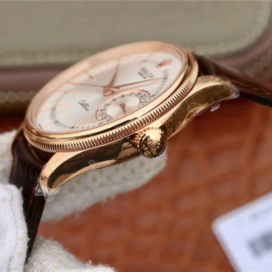 CELLINI TIME DATE Golden Multicolor Dial Selection Brown Leather Strap 39mm