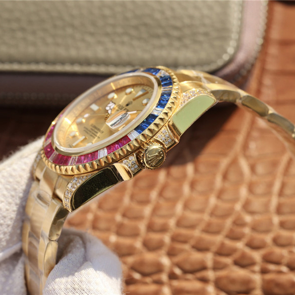 Submariner Golden Blue / Red Diamond Gold Dial 40mm