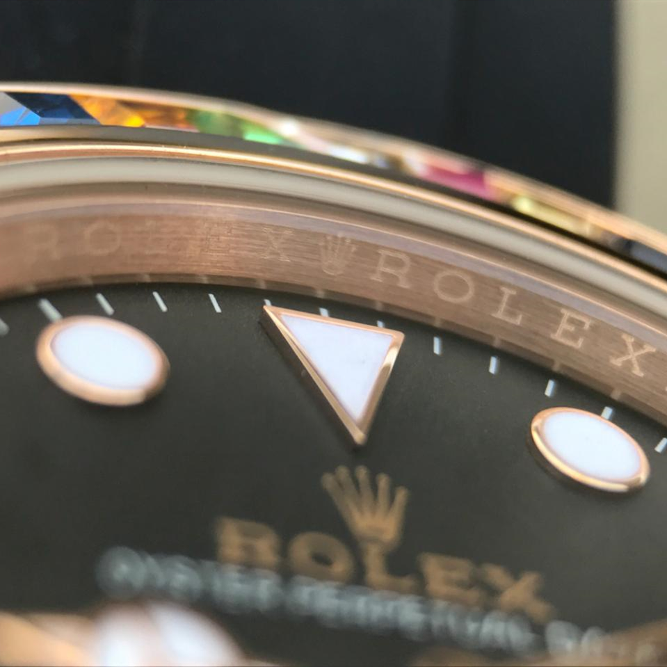 Yacht Master 1 Golden Diamond Bezel Black Dial Rubber Strap 40mm