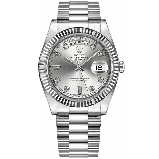 Day-Date II Silver Diamond Scale Multiple Dial Color Options 41mm