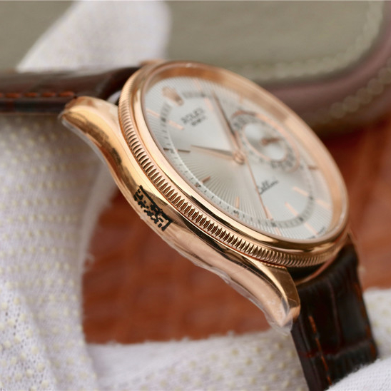 CELLINI TIME DATE Golden Multicolor Dial Selection Brown Leather Strap 39mm