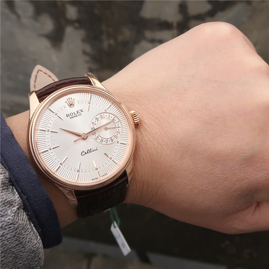 CELLINI TIME DATE Golden Multicolor Dial Selection Brown Leather Strap 39mm