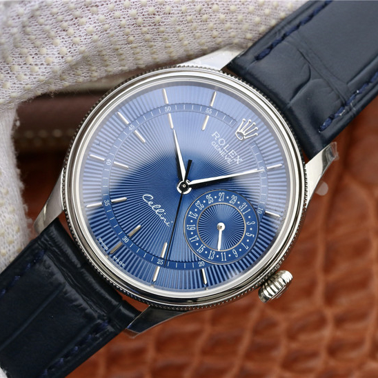 CELLINI TIME DATE Silver Blue Dial Blue Leather Strap 39mm