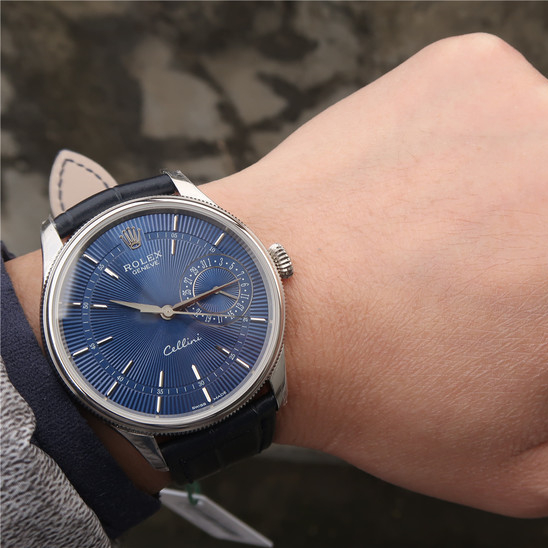 CELLINI TIME DATE Silver Blue Dial Blue Leather Strap 39mm