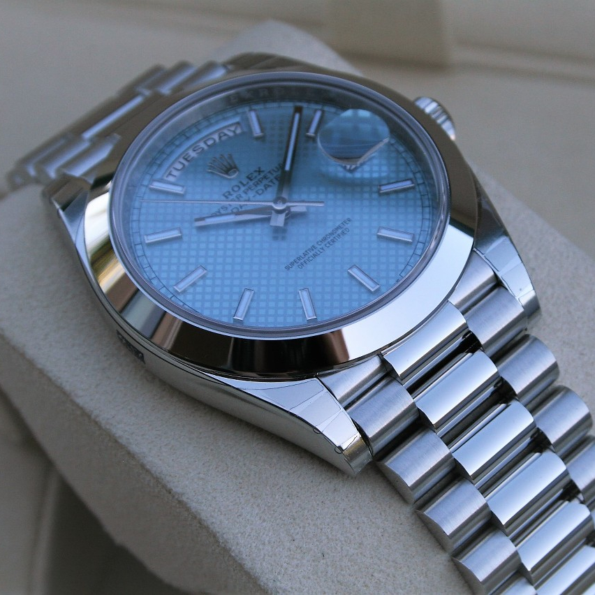 Day-Date Platinum Ice Blue Diagonal Motif 40mm