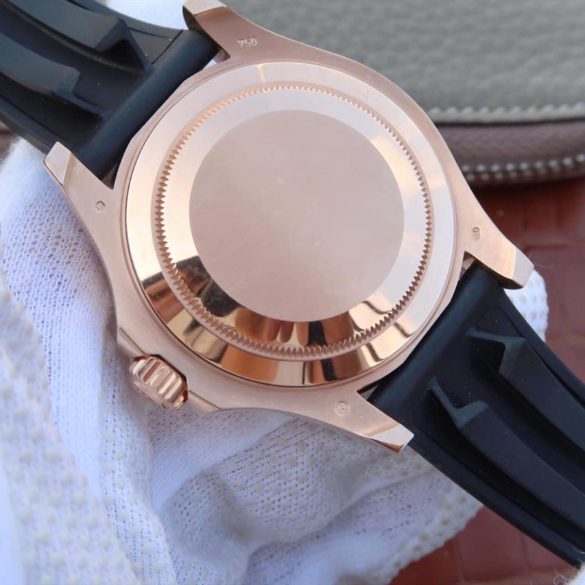 Yacht Master 1 Golden Diamond Bezel Black Dial Rubber Strap 40mm