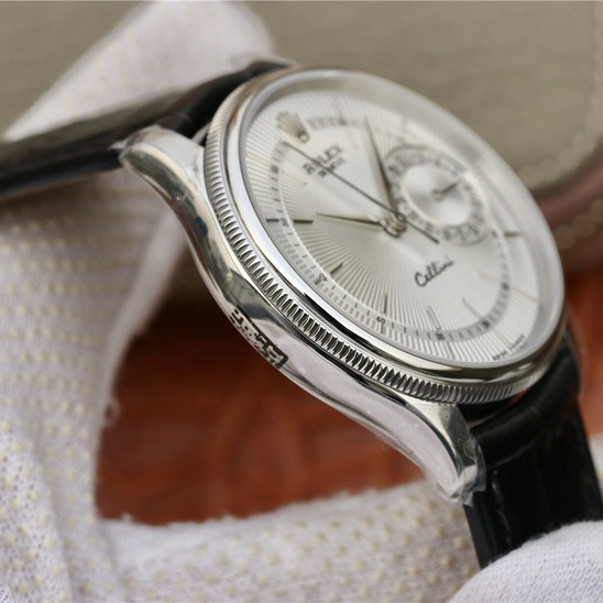 CELLINI TIME DATE Silver Multicolor Dial Selection Black Leather Strap 39mm