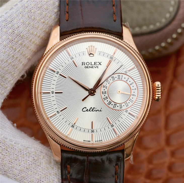 CELLINI TIME DATE Golden Multicolor Dial Selection Brown Leather Strap 39mm