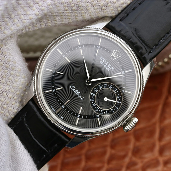 CELLINI TIME DATE Silver Multicolor Dial Selection Black Leather Strap 39mm