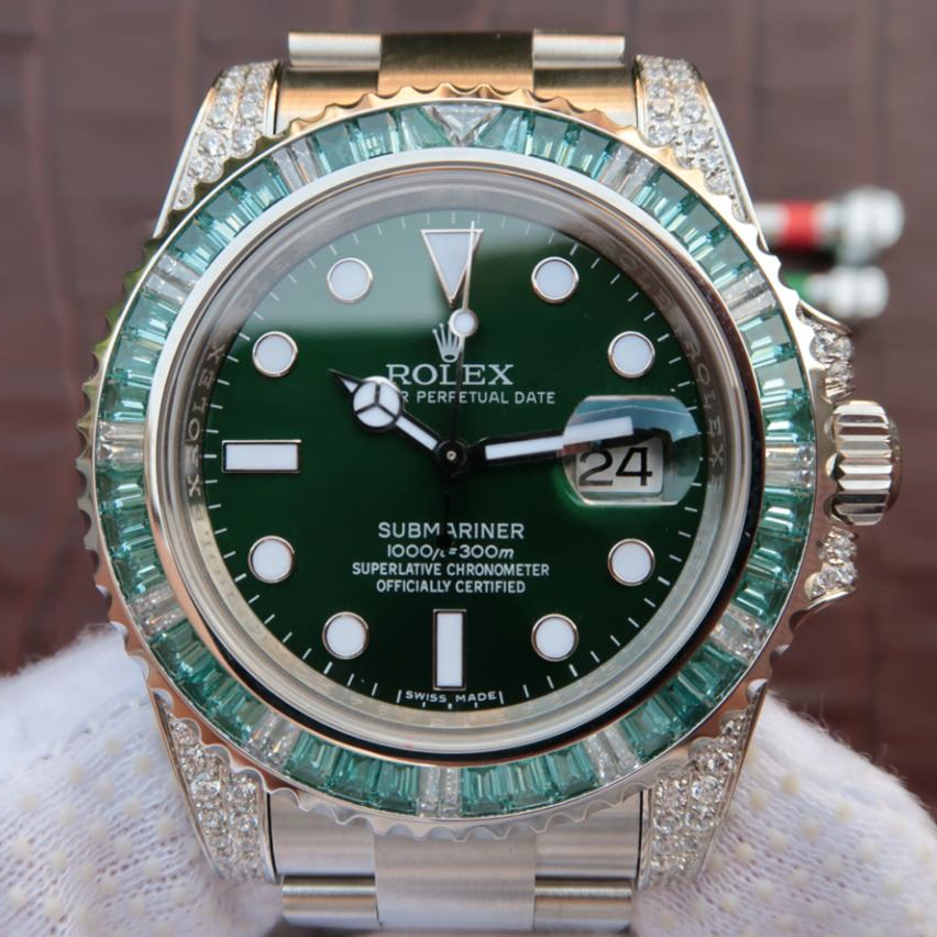 Submariner Silver Green Diamond 40mm