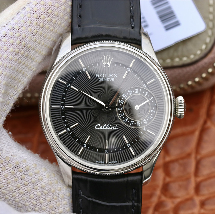 CELLINI TIME DATE Silver Multicolor Dial Selection Black Leather Strap 39mm