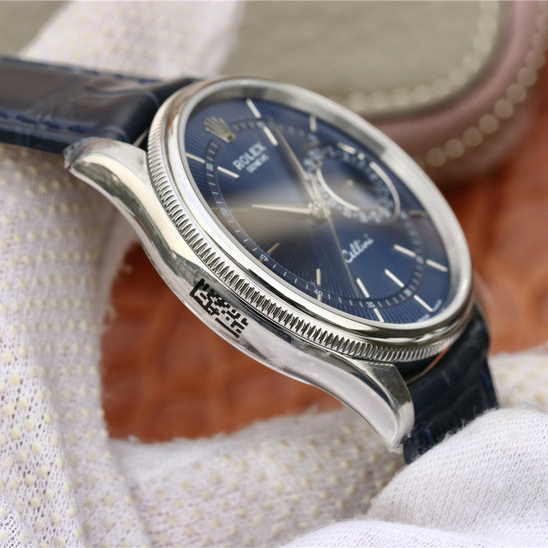 CELLINI TIME DATE Silver Blue Dial Blue Leather Strap 39mm
