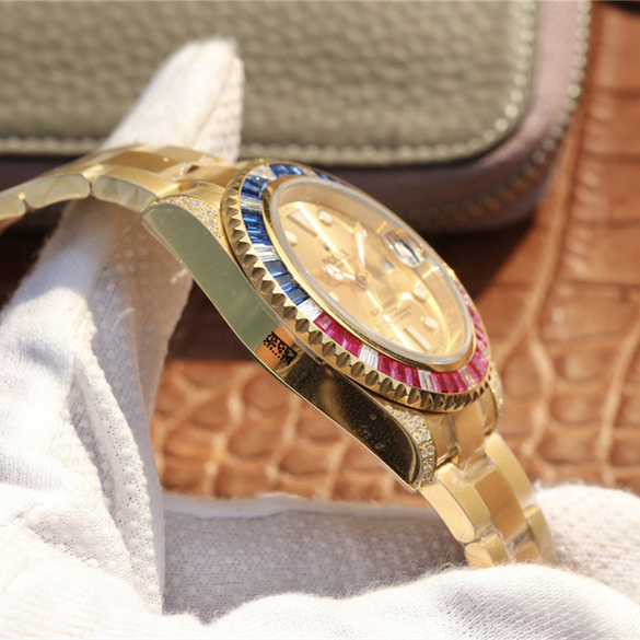 Submariner Golden Blue / Red Diamond Gold Dial 40mm