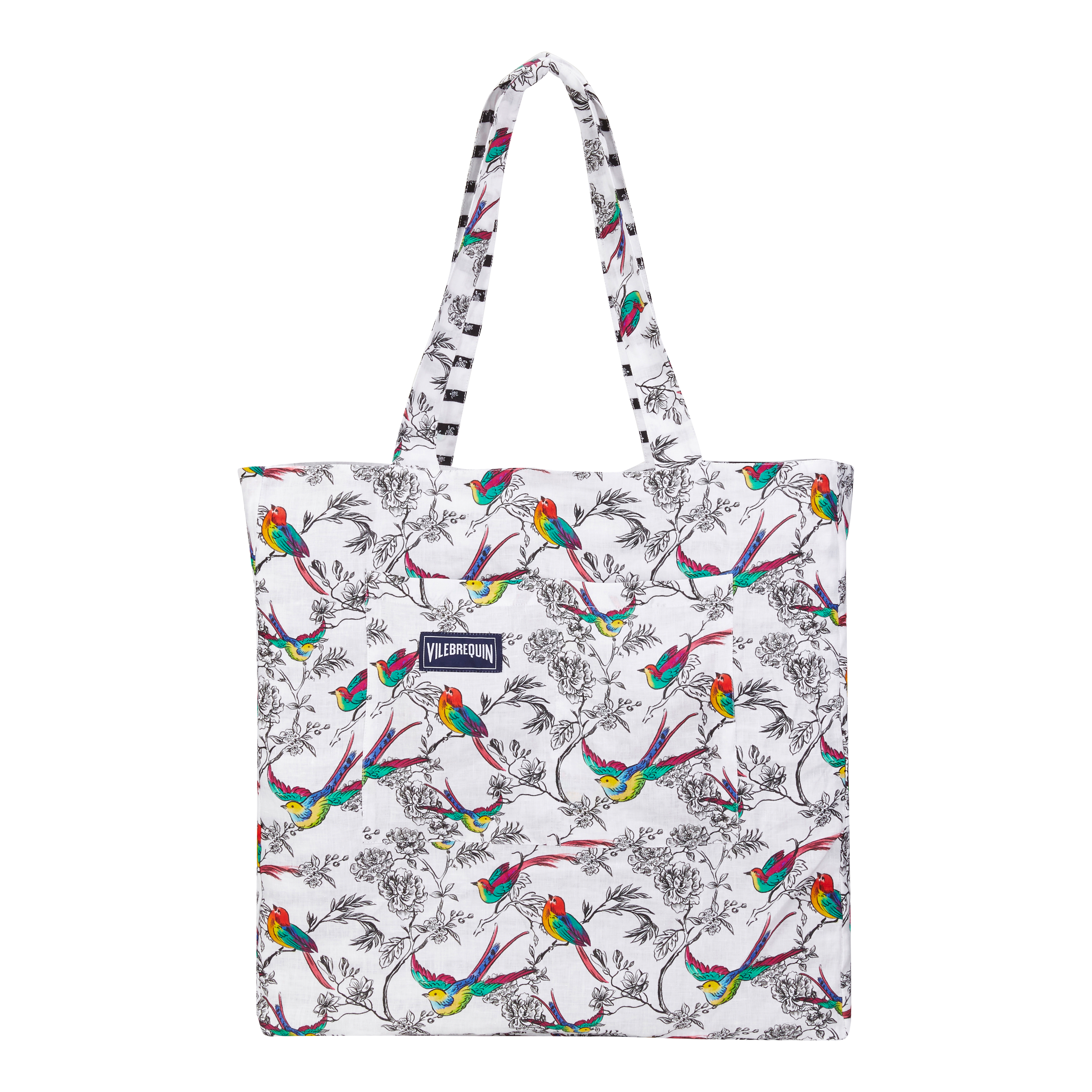 VILEBREQUIN Unisex Reversible Linen Beach Bag Micro Rondes des Tortues Rayée