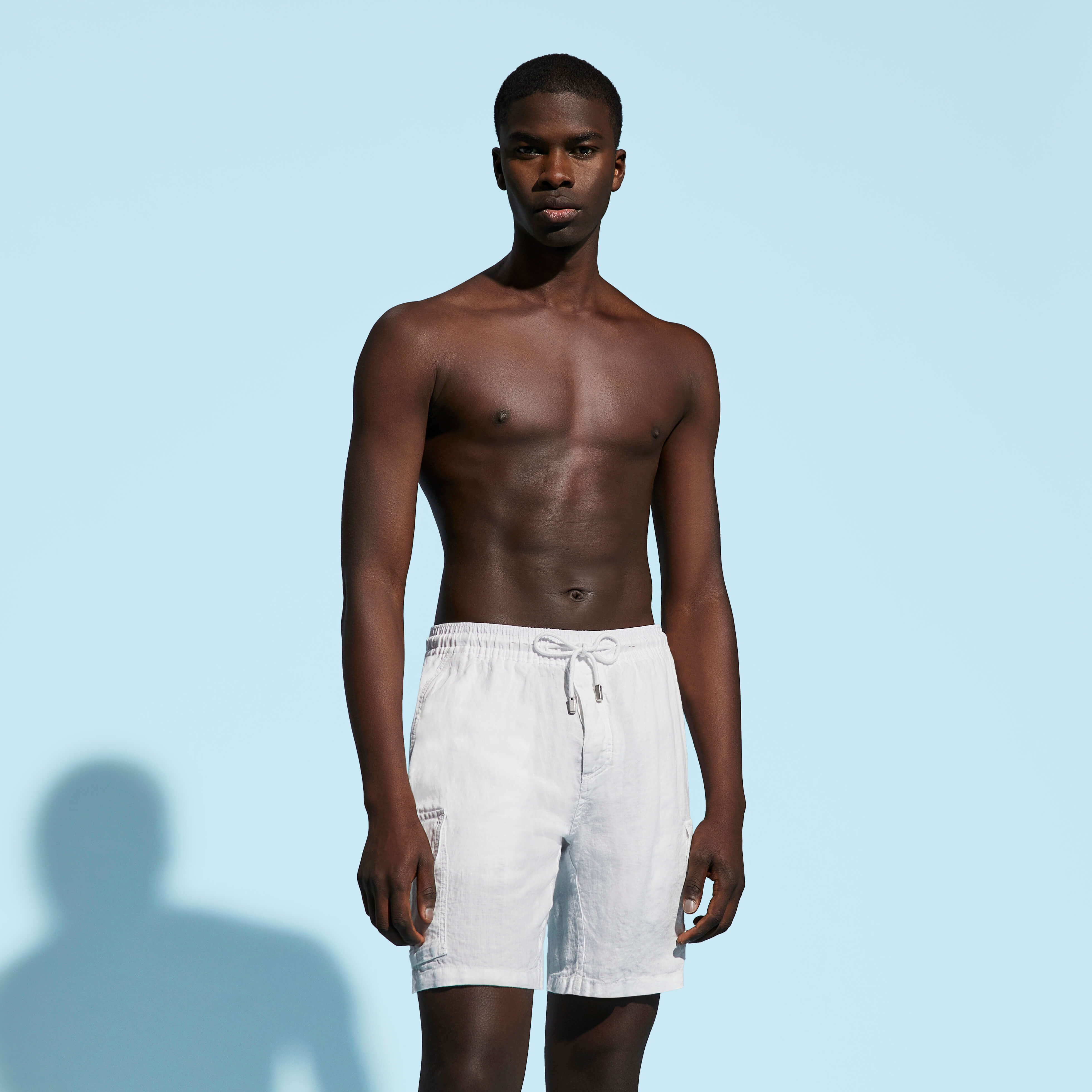 VILEBREQUIN Men Linen Bermuda Shorts Cargo Pockets | WHITE / White