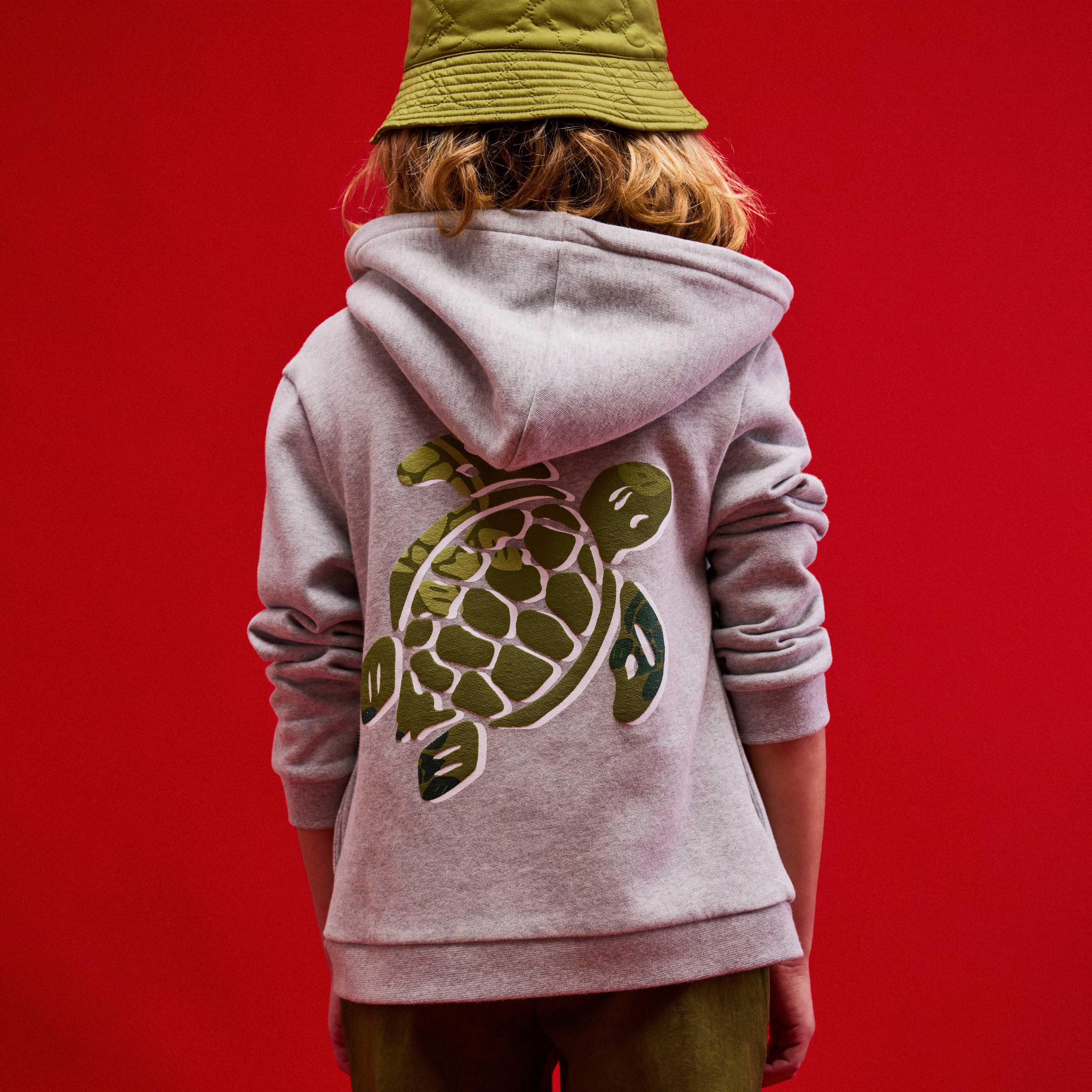 VILEBREQUIN Boys Hooded Front Zip Sweatshirt Placed Embroidery Tortue Back