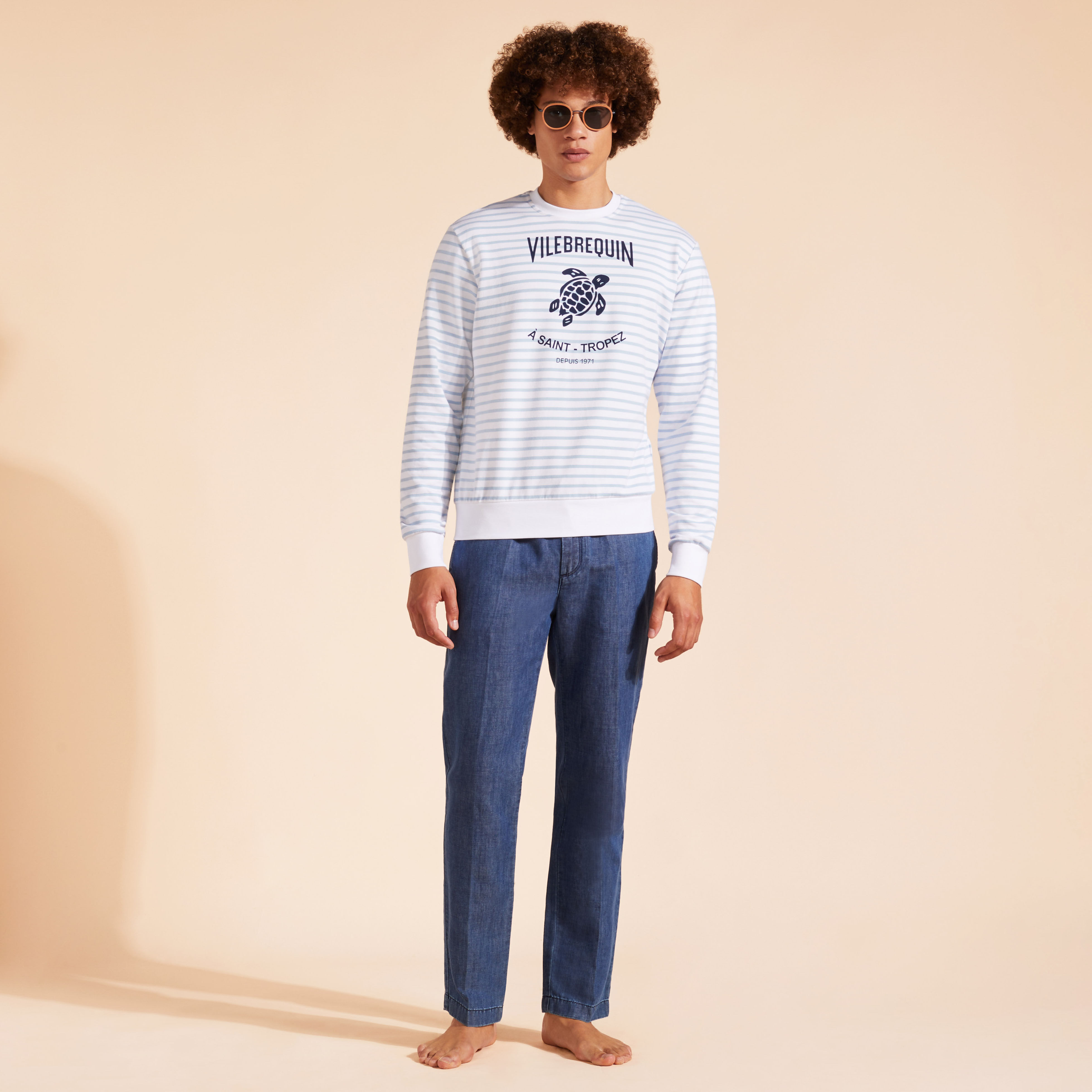 VILEBREQUIN Men Cotton Striped Crewneck Sweatshirt