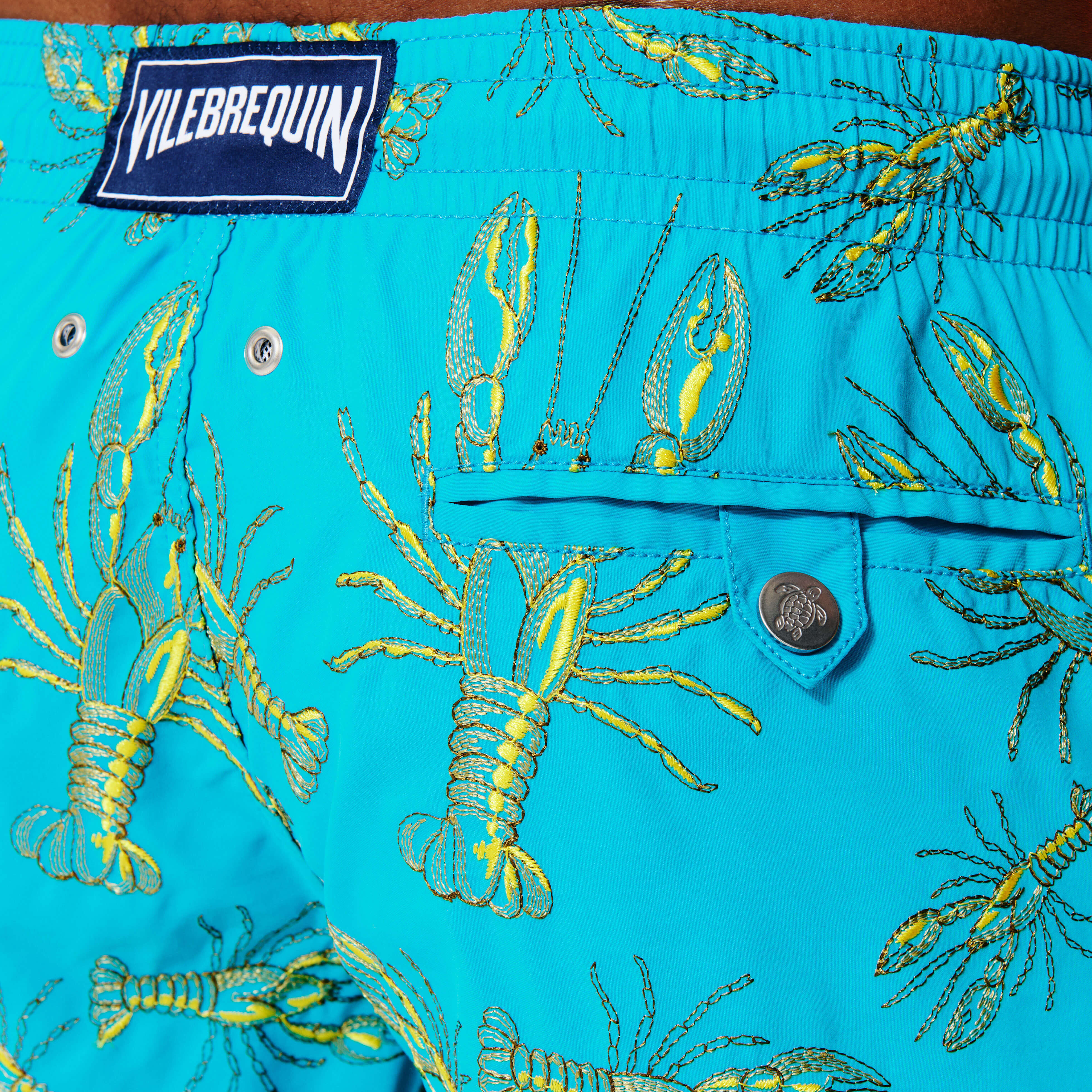 VILEBREQUIN Men Swim Shorts Embroidered Lobsters - Limited Edition | CURACAO / Blue