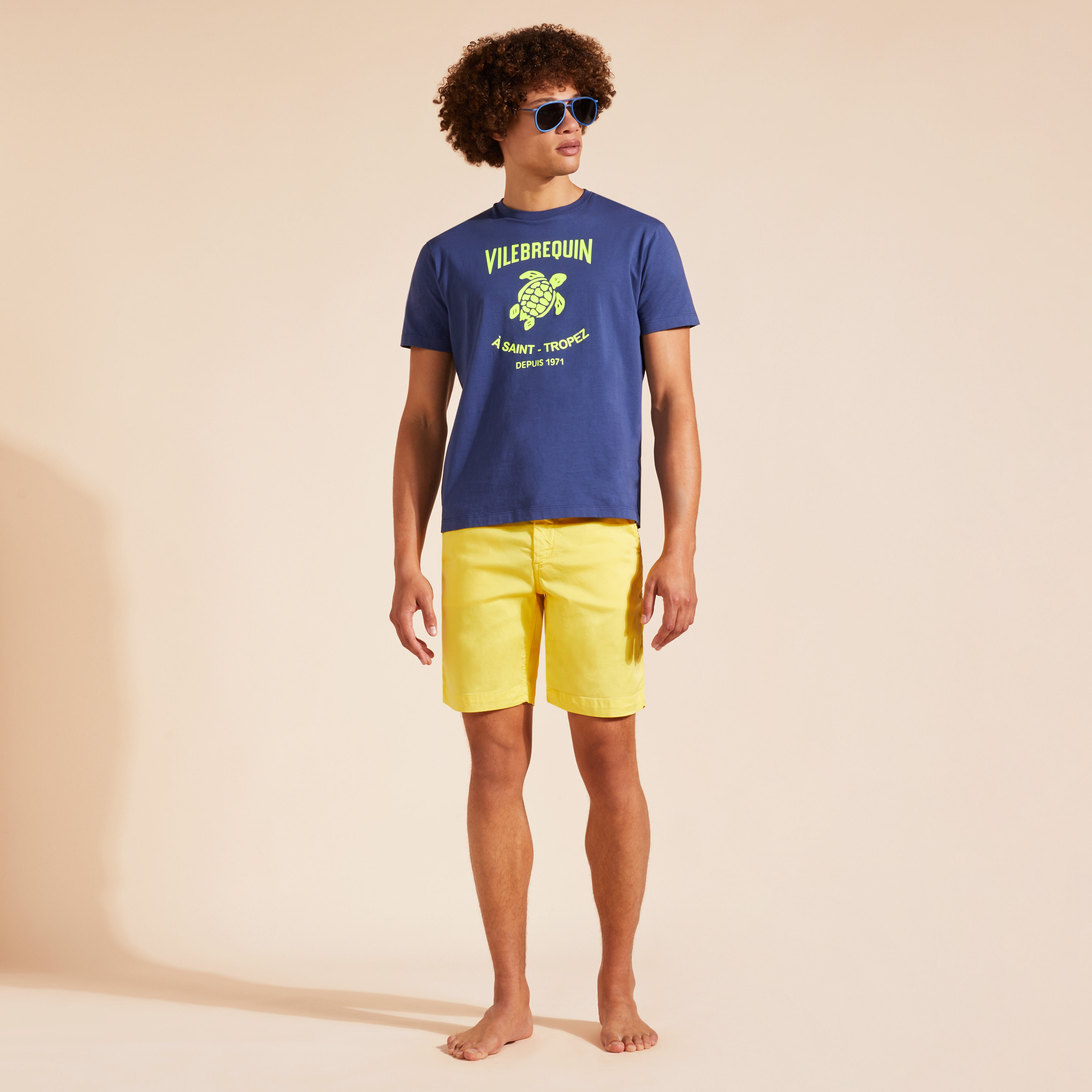 VILEBREQUIN Men Cotton T-Shirt Printed Turtle Logo | INK / Blue