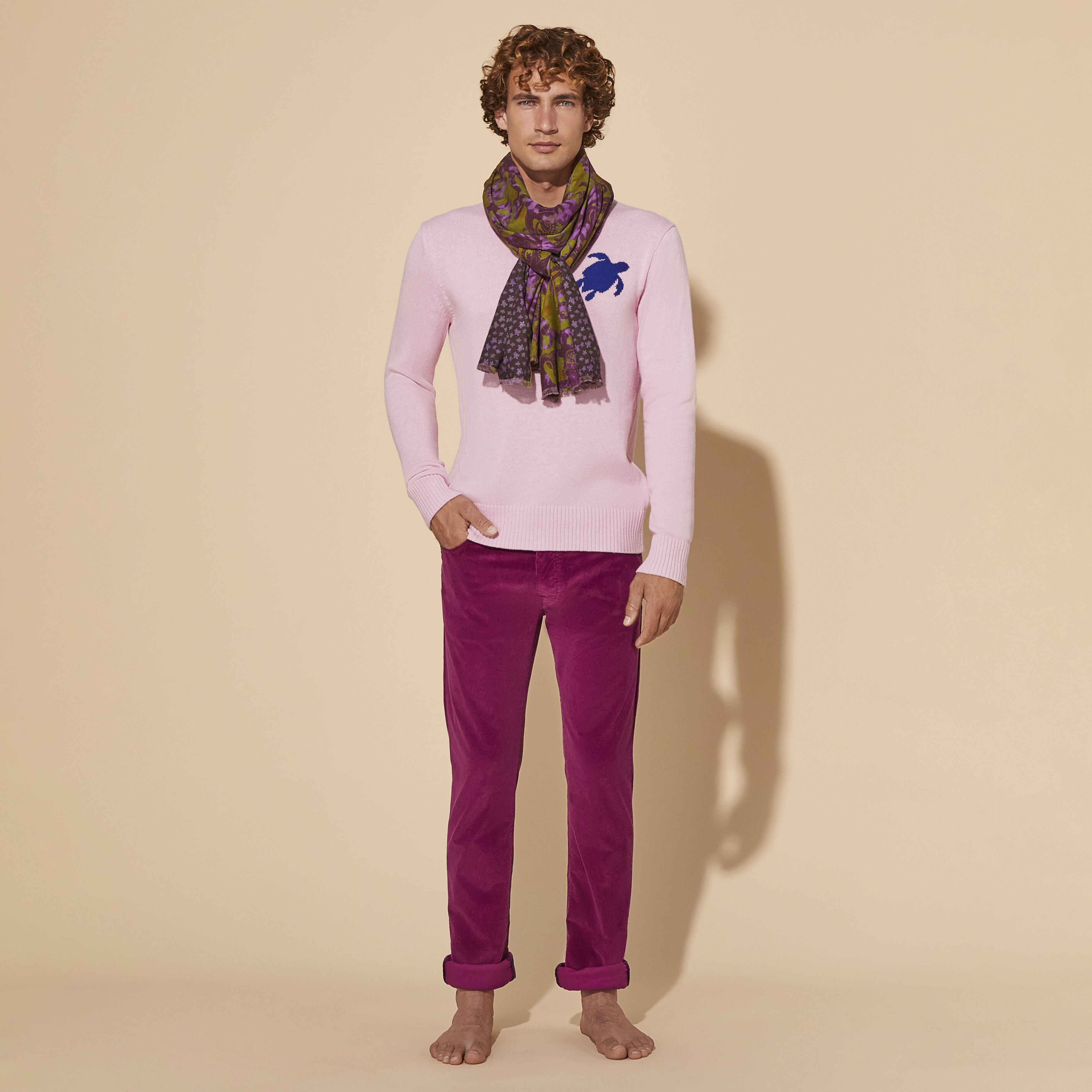VILEBREQUIN Men 5-Pockets Corduroy Pants 1500 lines | CRIMSON PURPLE / Red