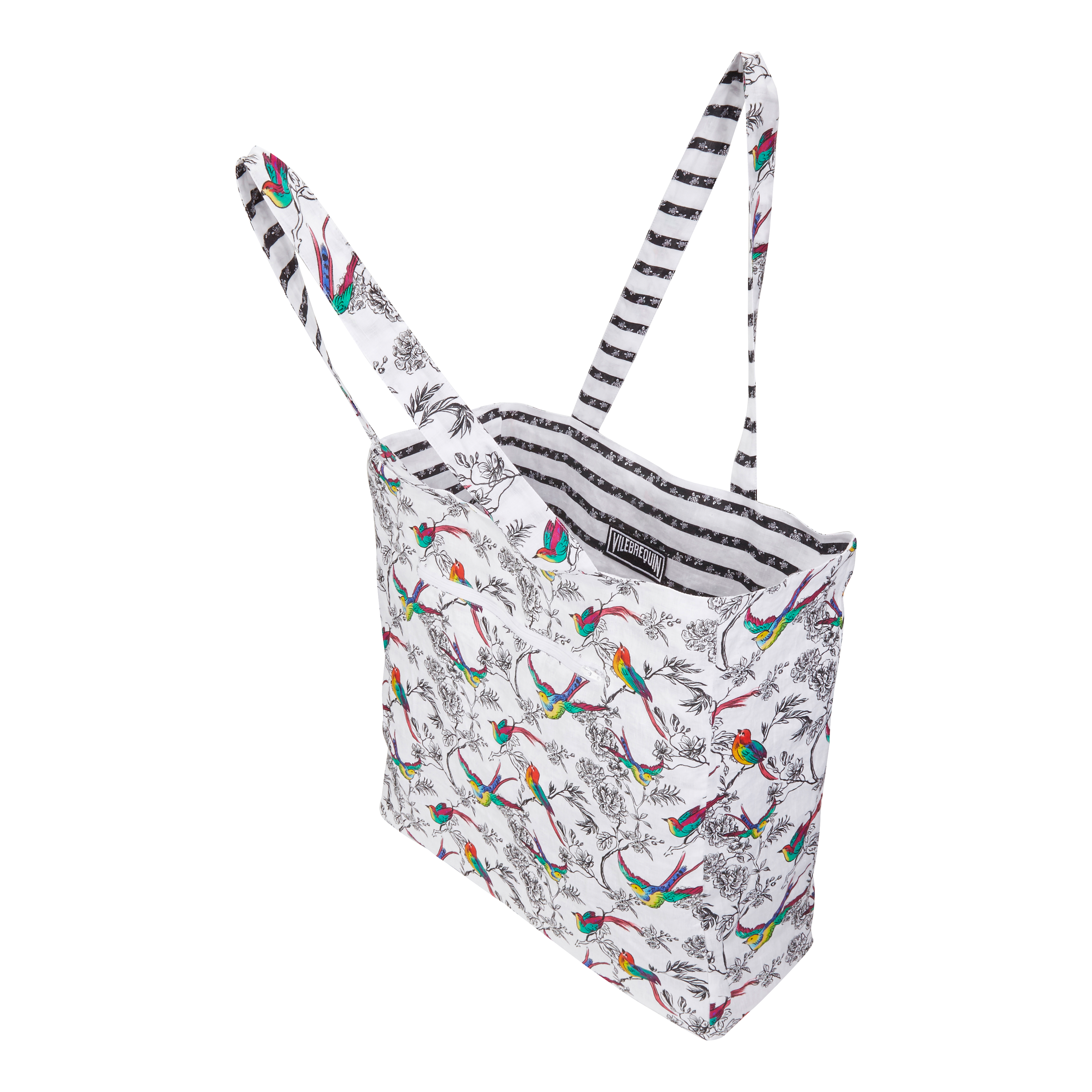 VILEBREQUIN Unisex Reversible Linen Beach Bag Micro Rondes des Tortues Rayée