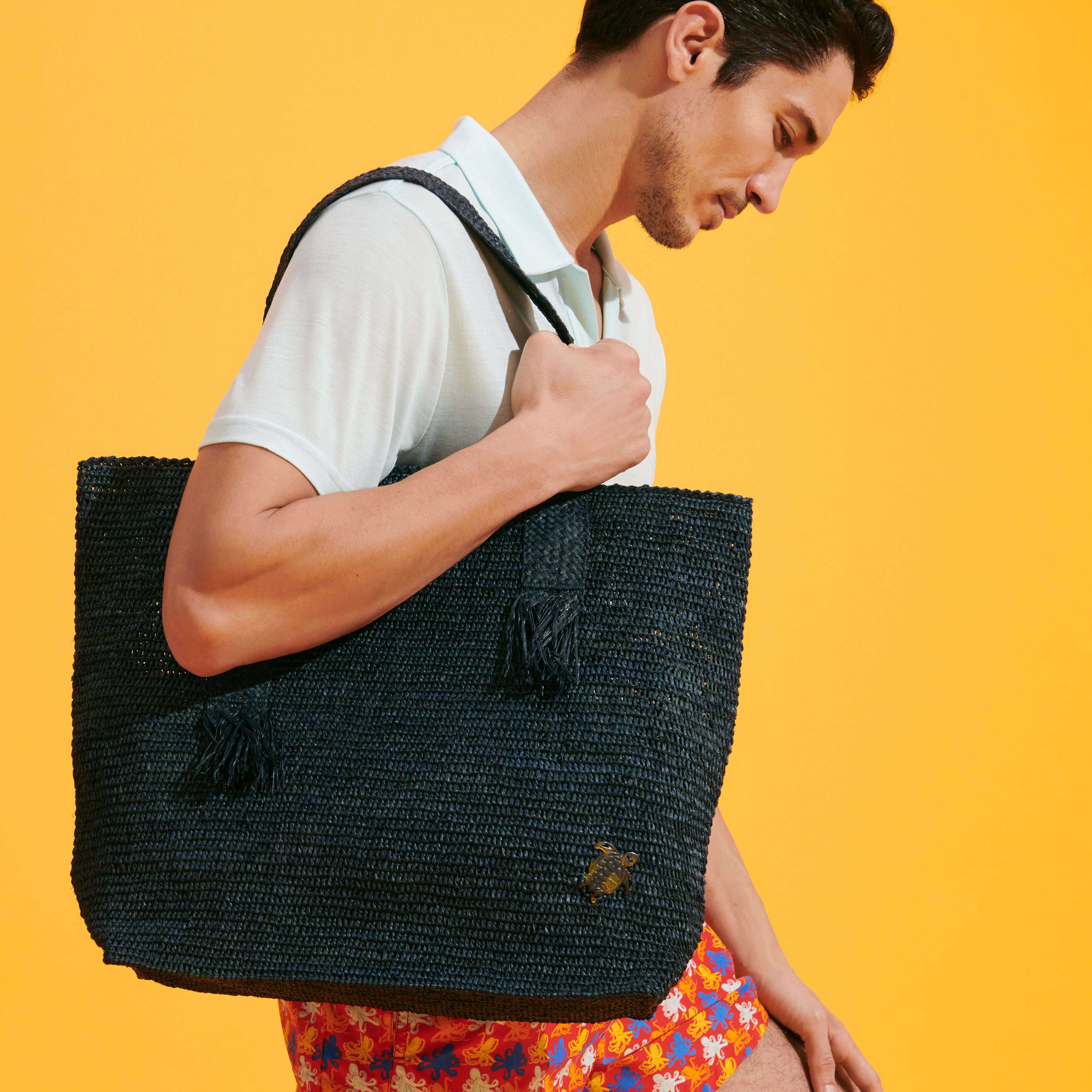 VILEBREQUIN Raffia Unisex Beach Bag | NAVY / Blue