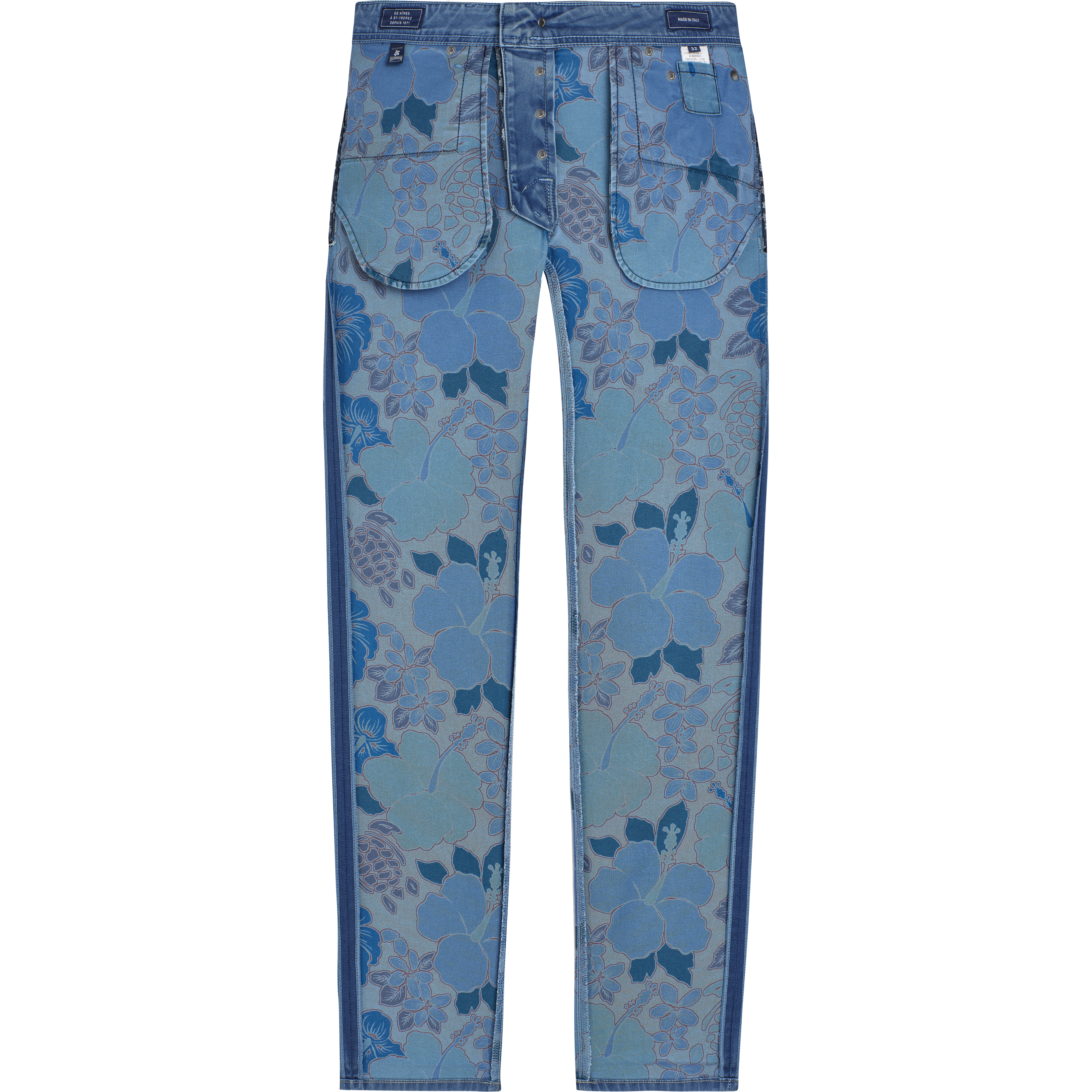 VILEBREQUIN Men 5-Pockets Denim Pants Tropical Turtles