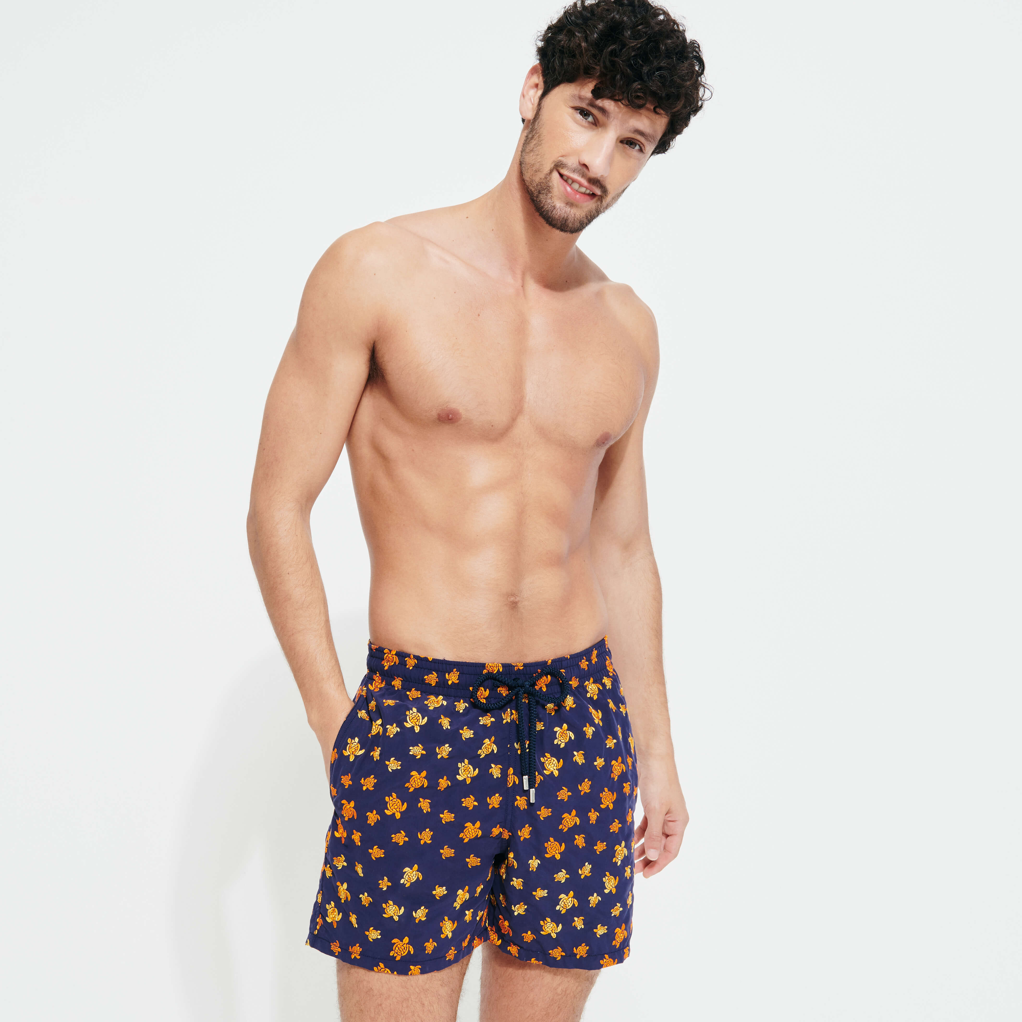 VILEBREQUIN Men Swim Shorts Embroidered Micro Ronde des Tortues - Limited Edition | NAVY / Blue