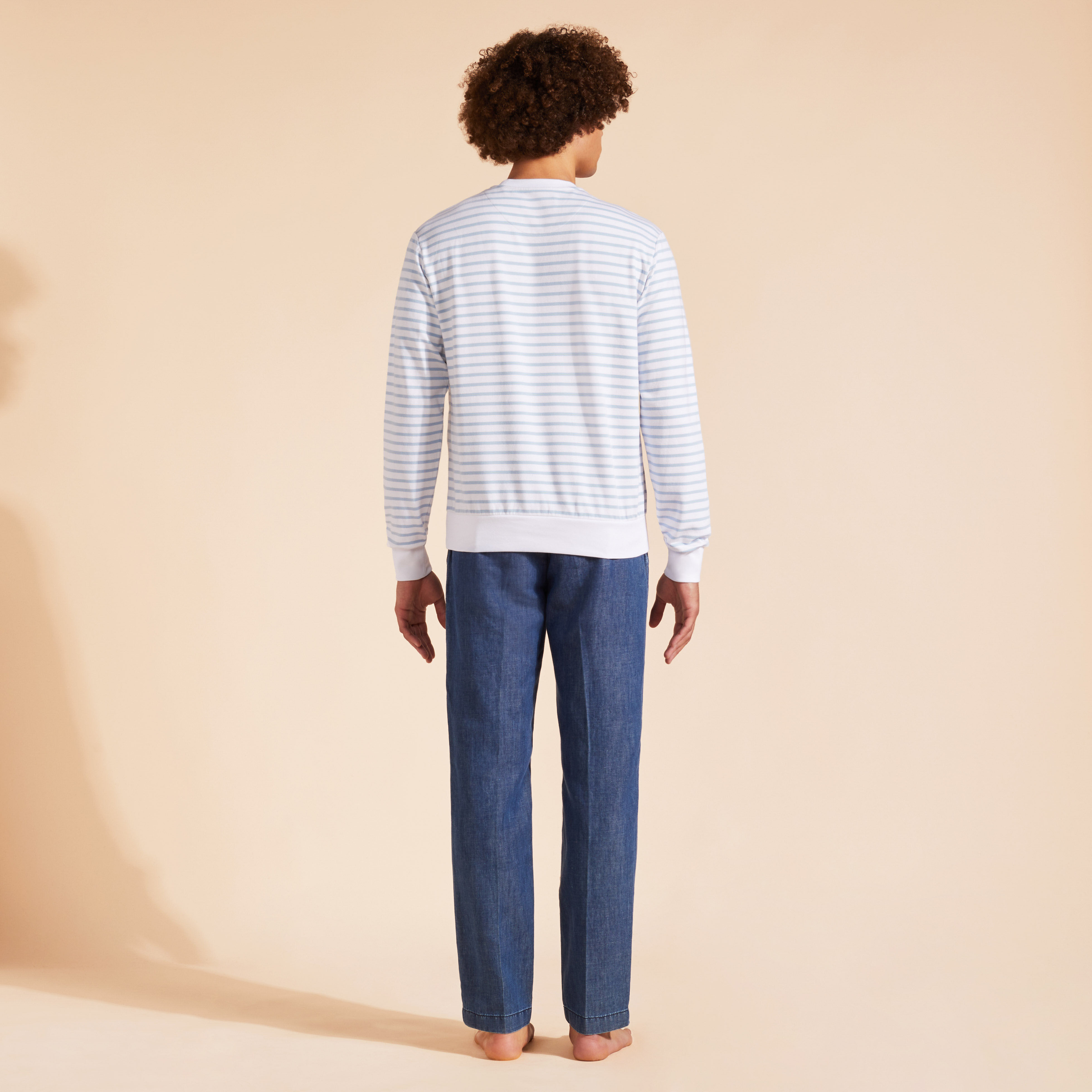 VILEBREQUIN Men Cotton Striped Crewneck Sweatshirt | DIVINE / Blue