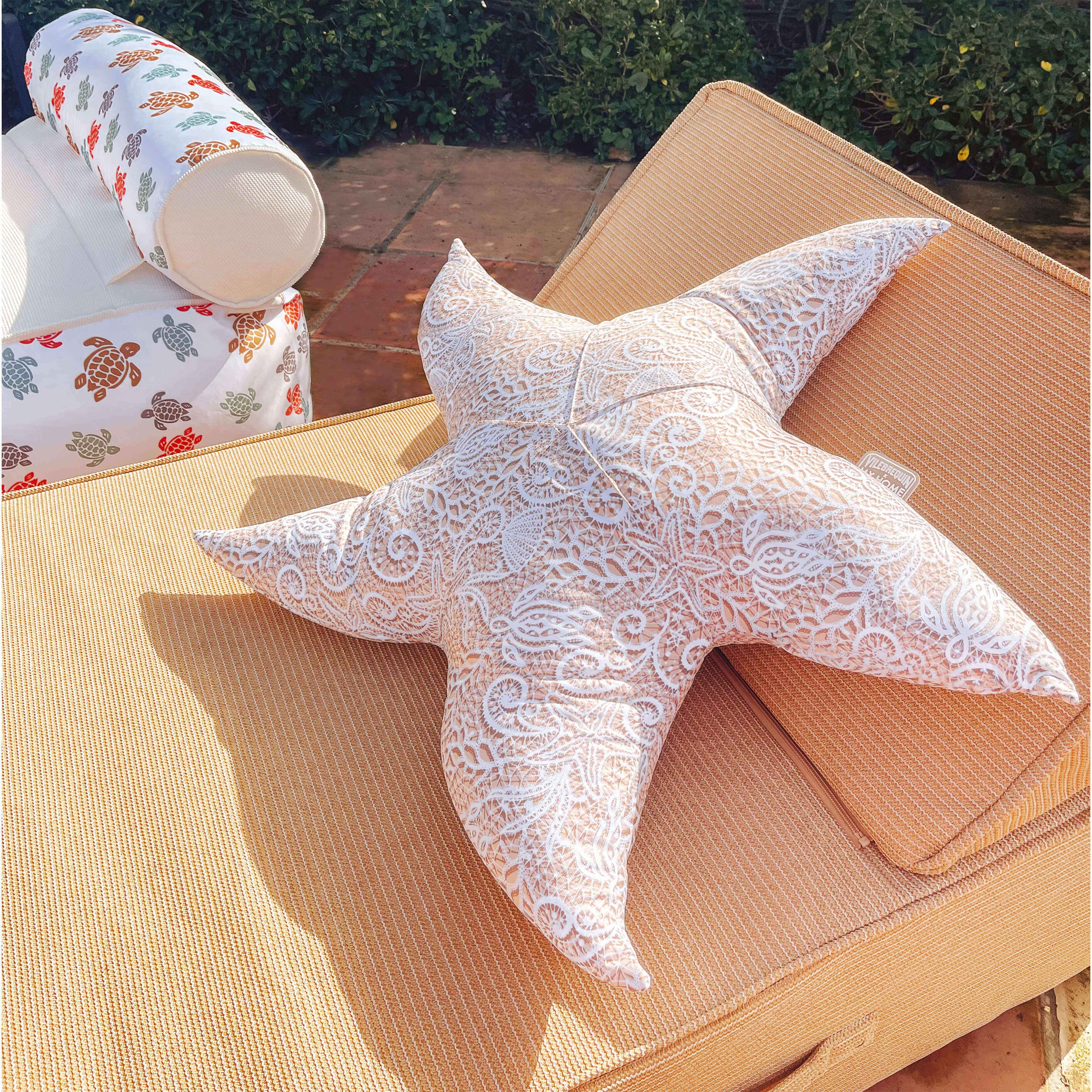VILEBREQUIN Beige Starfish Cushion Broderies Anglaises - VBQ x MX HOME