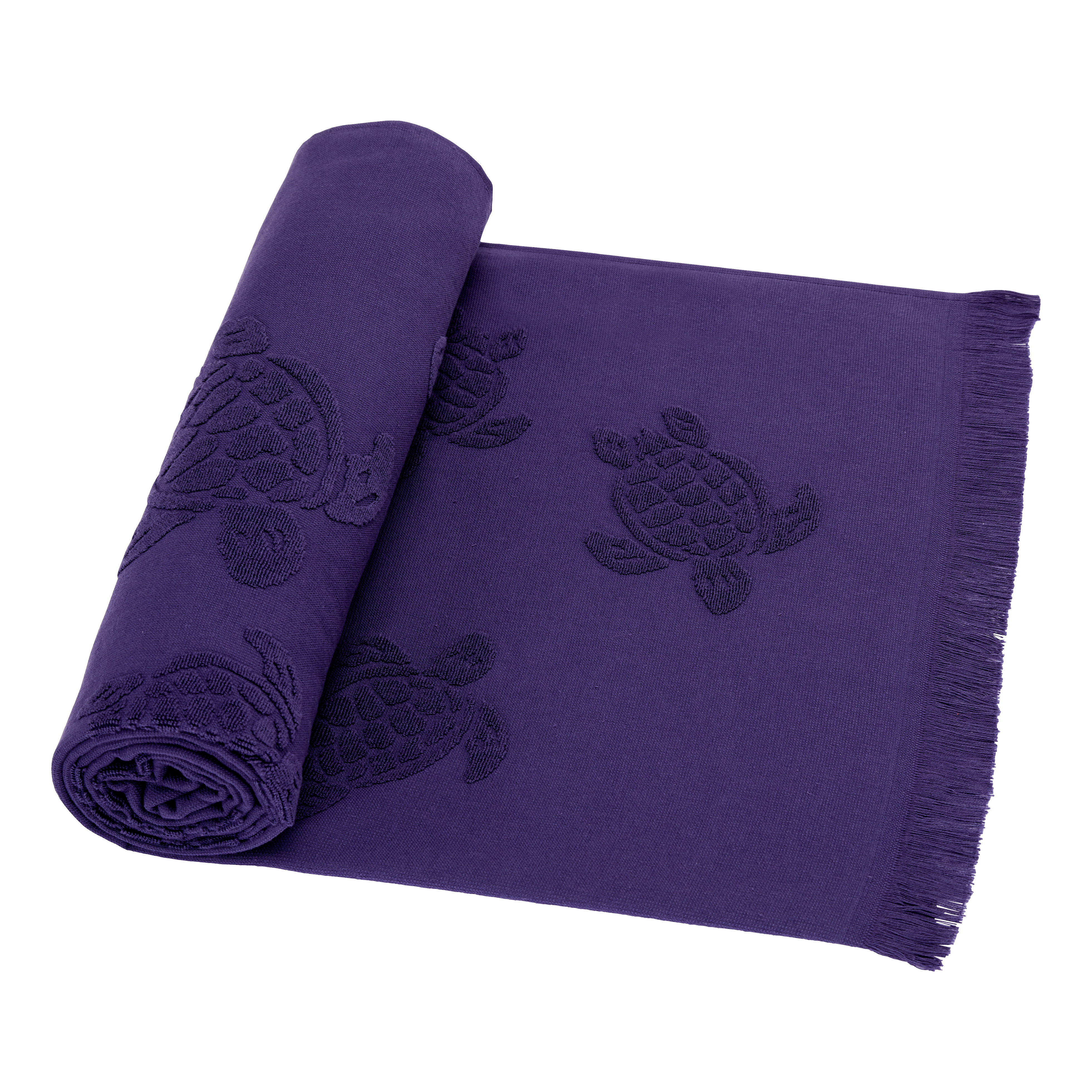 VILEBREQUIN Beach Towel in Organic Cotton Turtles Jacquard | MIDNIGHT / Blue