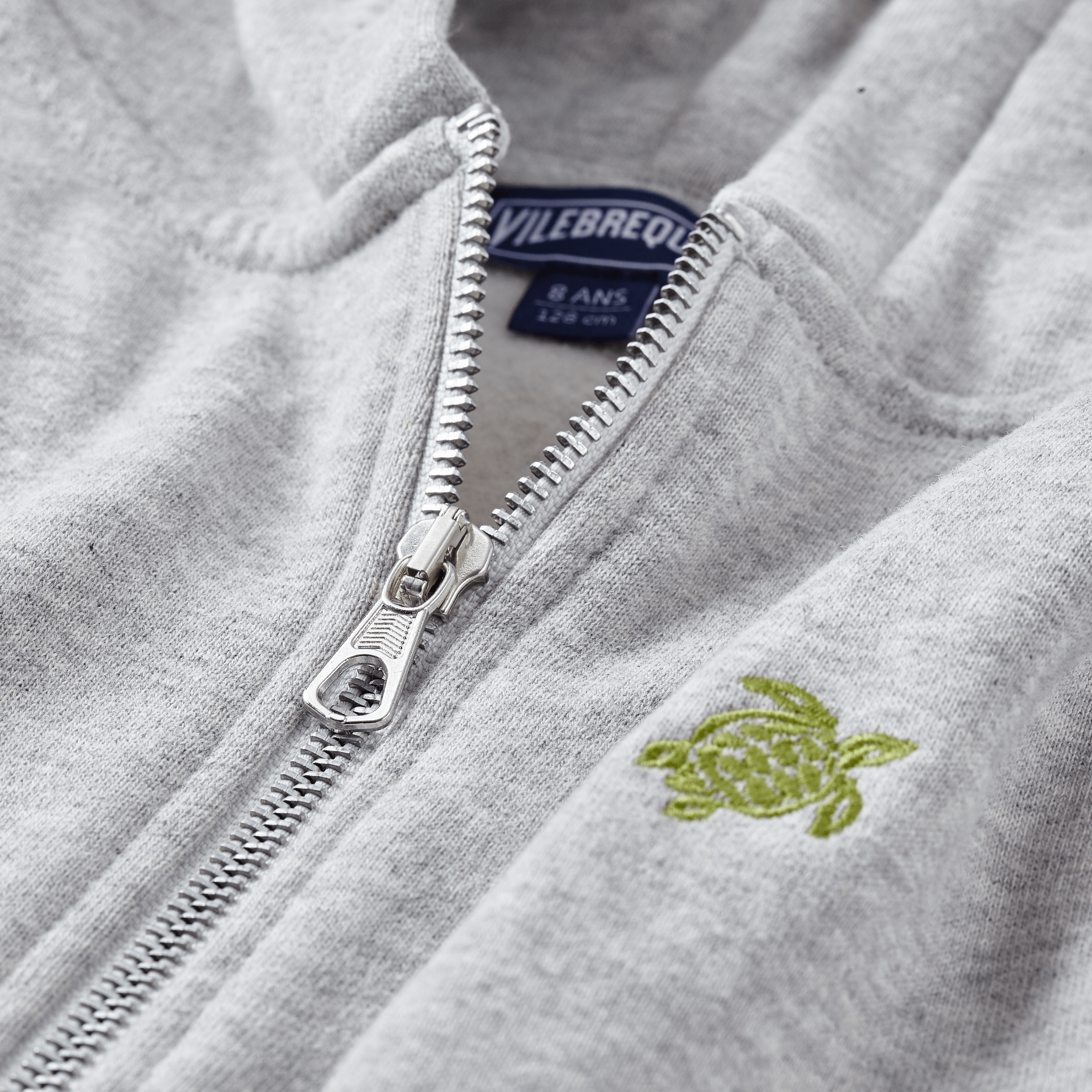 VILEBREQUIN Boys Hooded Front Zip Sweatshirt Placed Embroidery Tortue Back