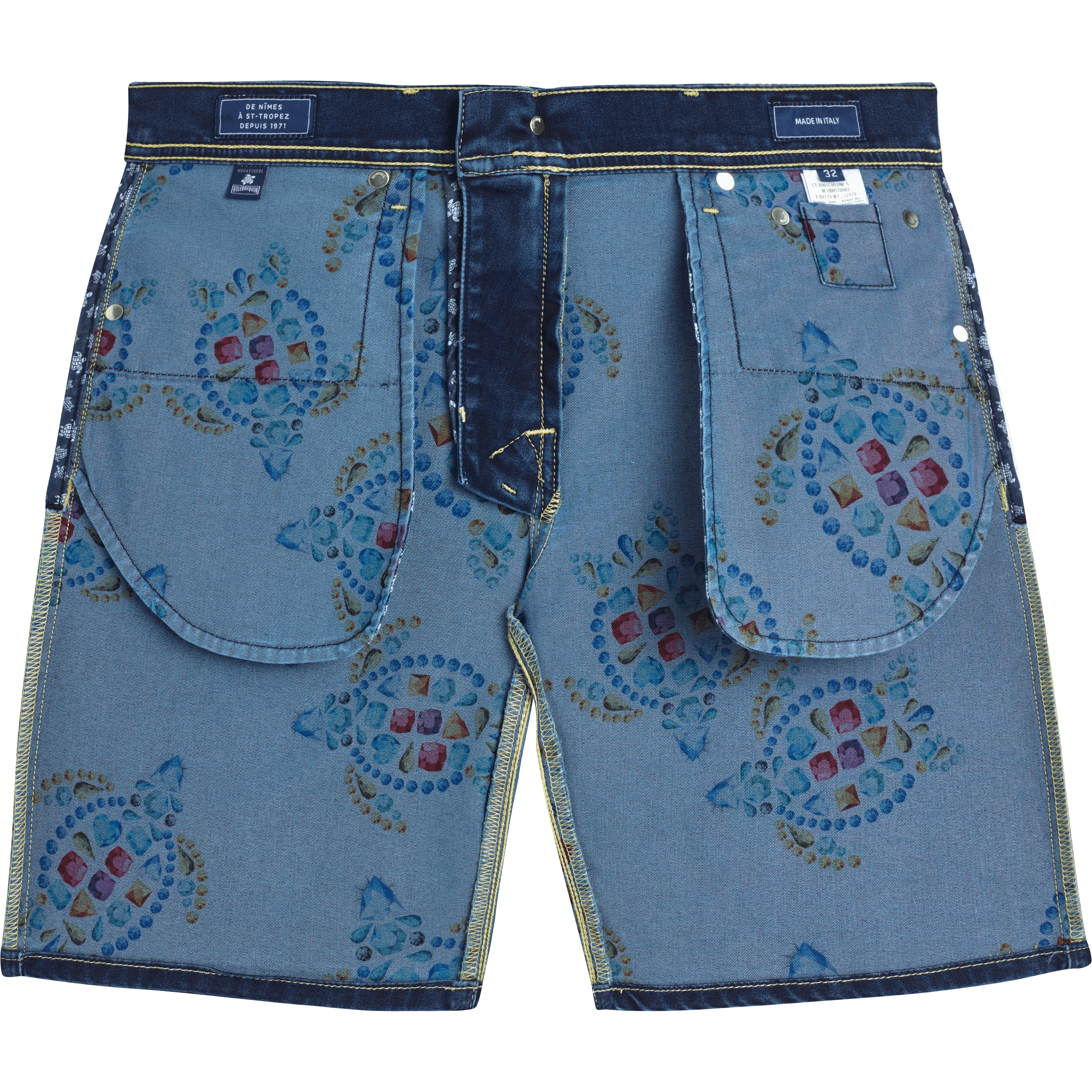 VILEBREQUIN Men 5-Pockets Denim Bermuda Shorts Vendôme Turtles