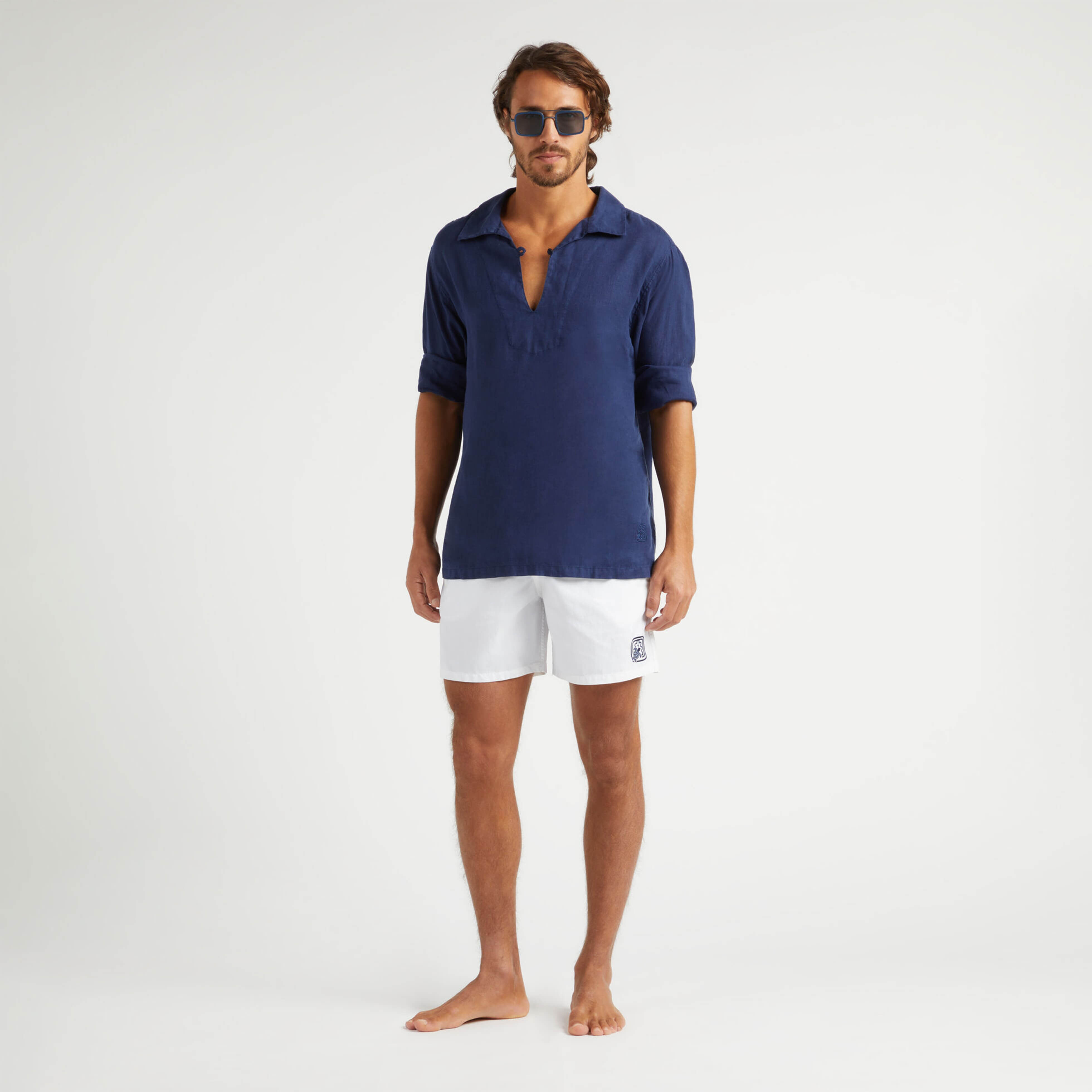 VILEBREQUIN Unisex Linen Peajacket Solid- Vilebrequin x Ines de la Fressange | NAVY / Blue