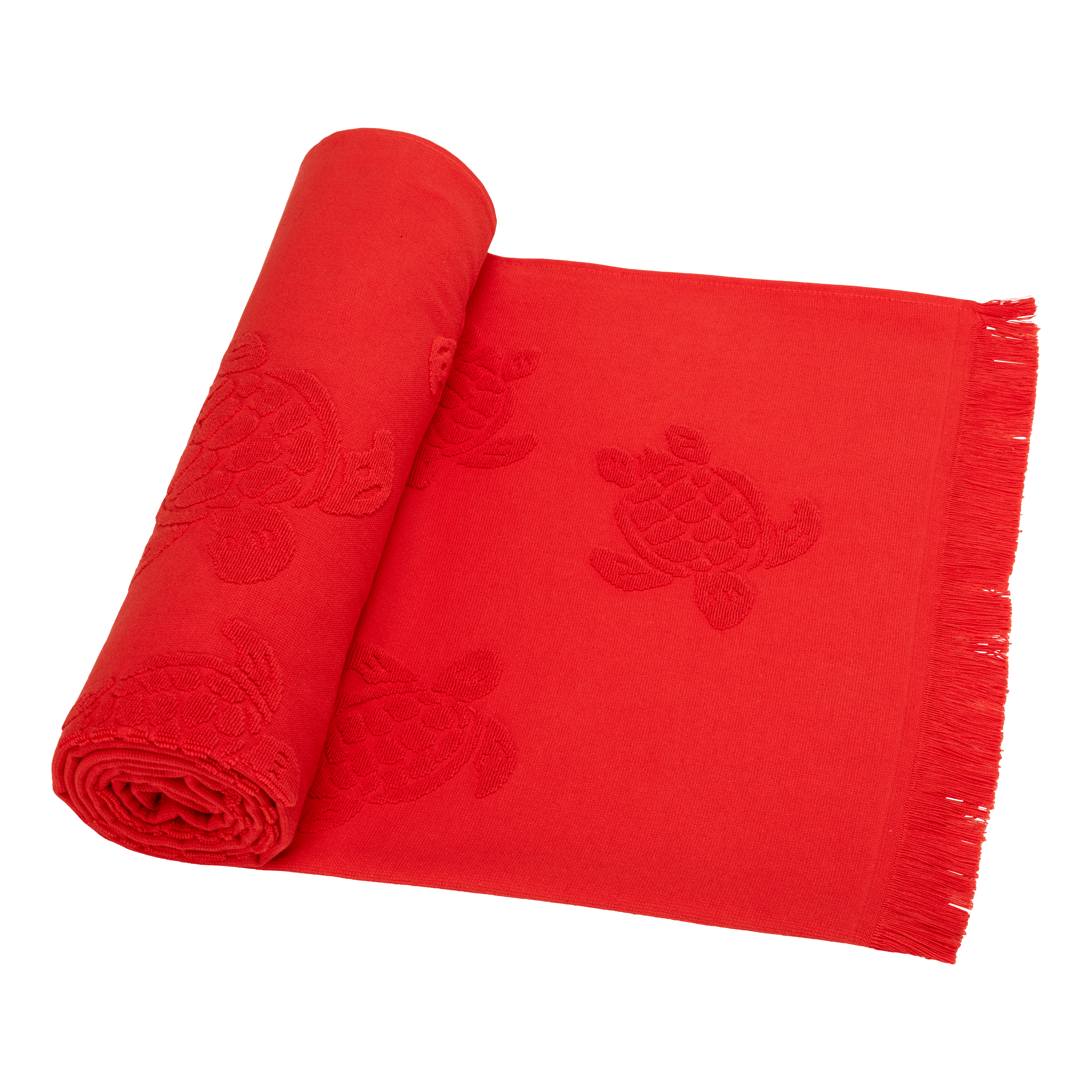 VILEBREQUIN Beach Towel in Organic Cotton Turtles Jacquard | POPPY RED / Red