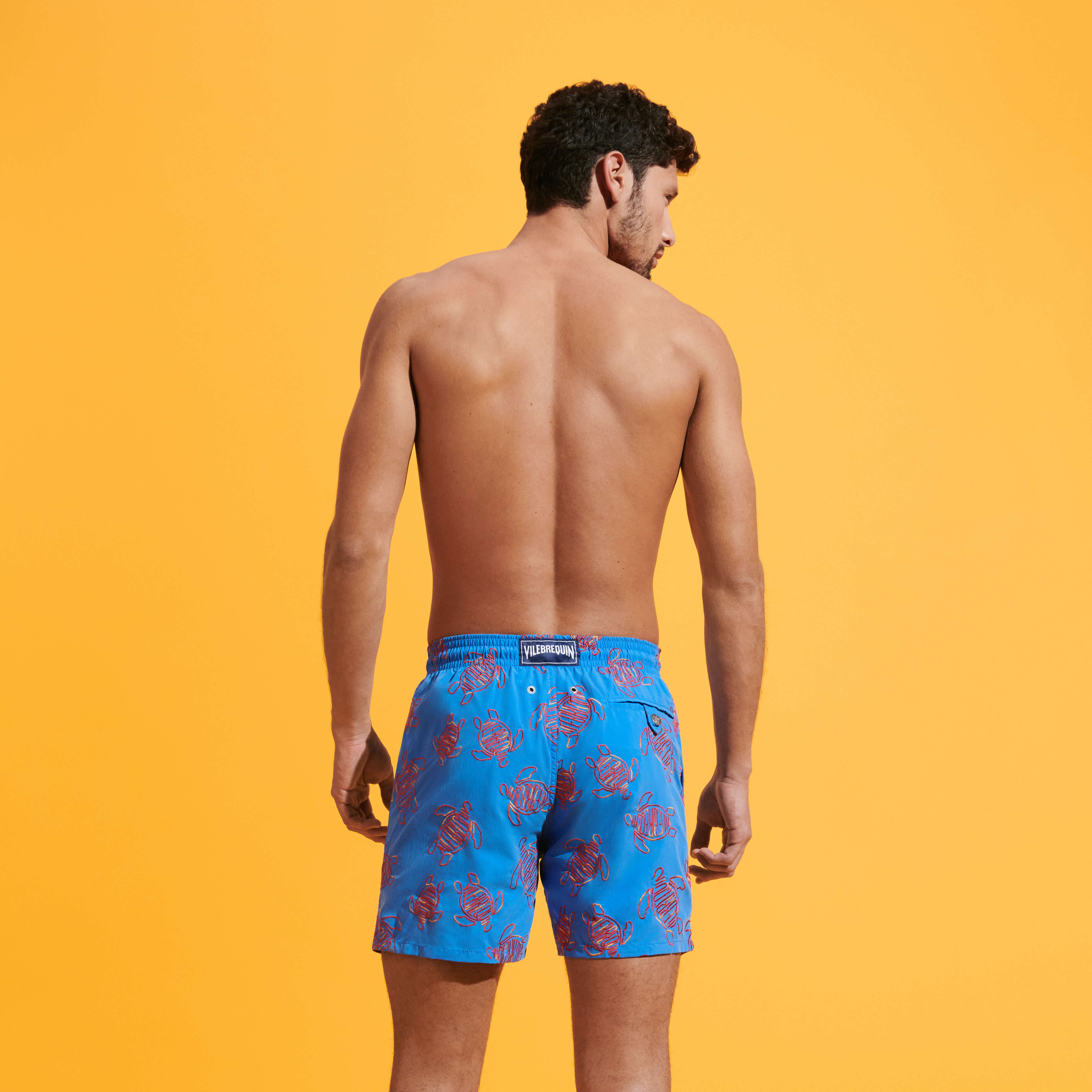 VILEBREQUIN Men Swim Shorts Embroidered VBQ Turtles - Limited Edition | EARTHENWARE / Blue