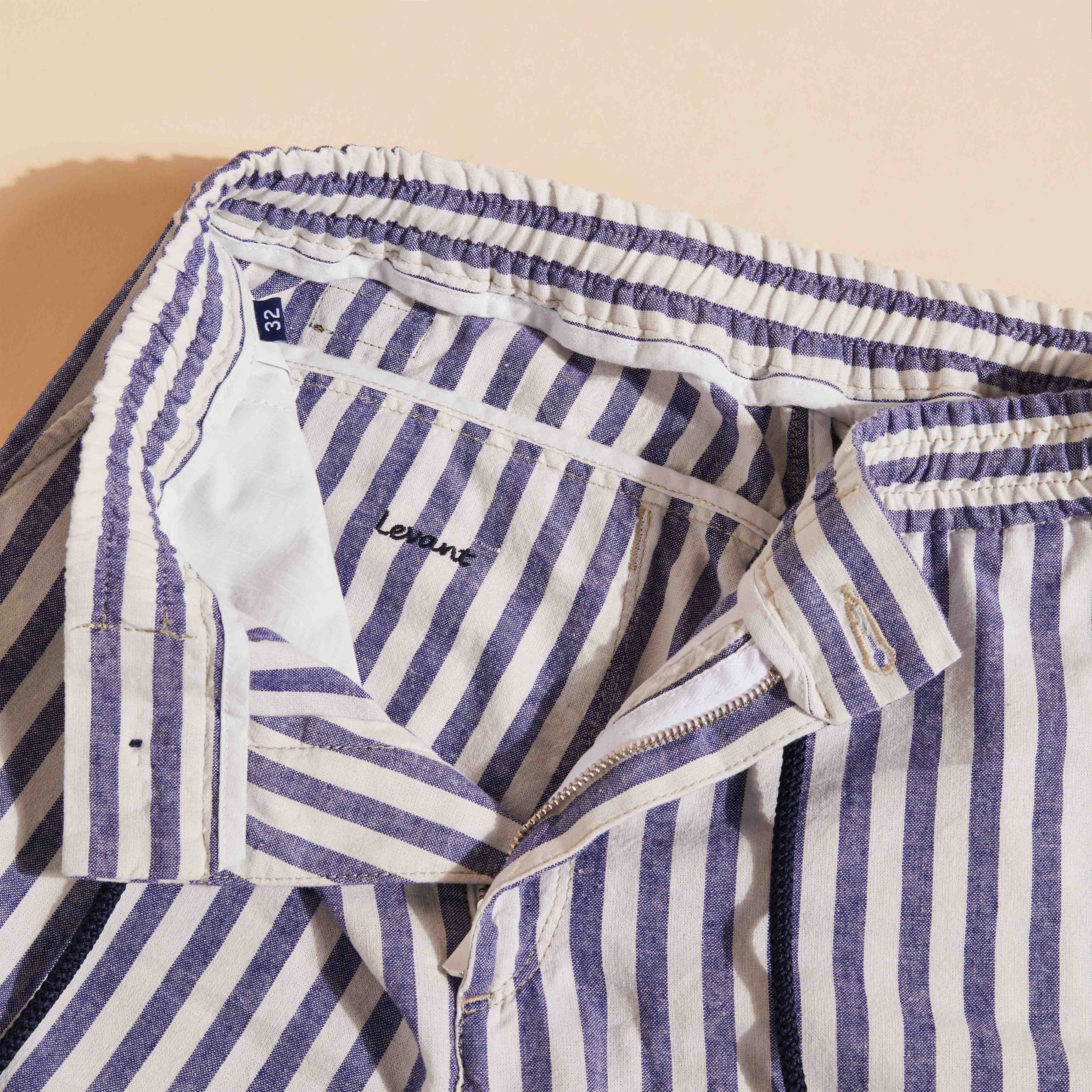 VILEBREQUIN Men Striped Cotton Linen Bermuda Shorts | MIDNIGHT / Blue