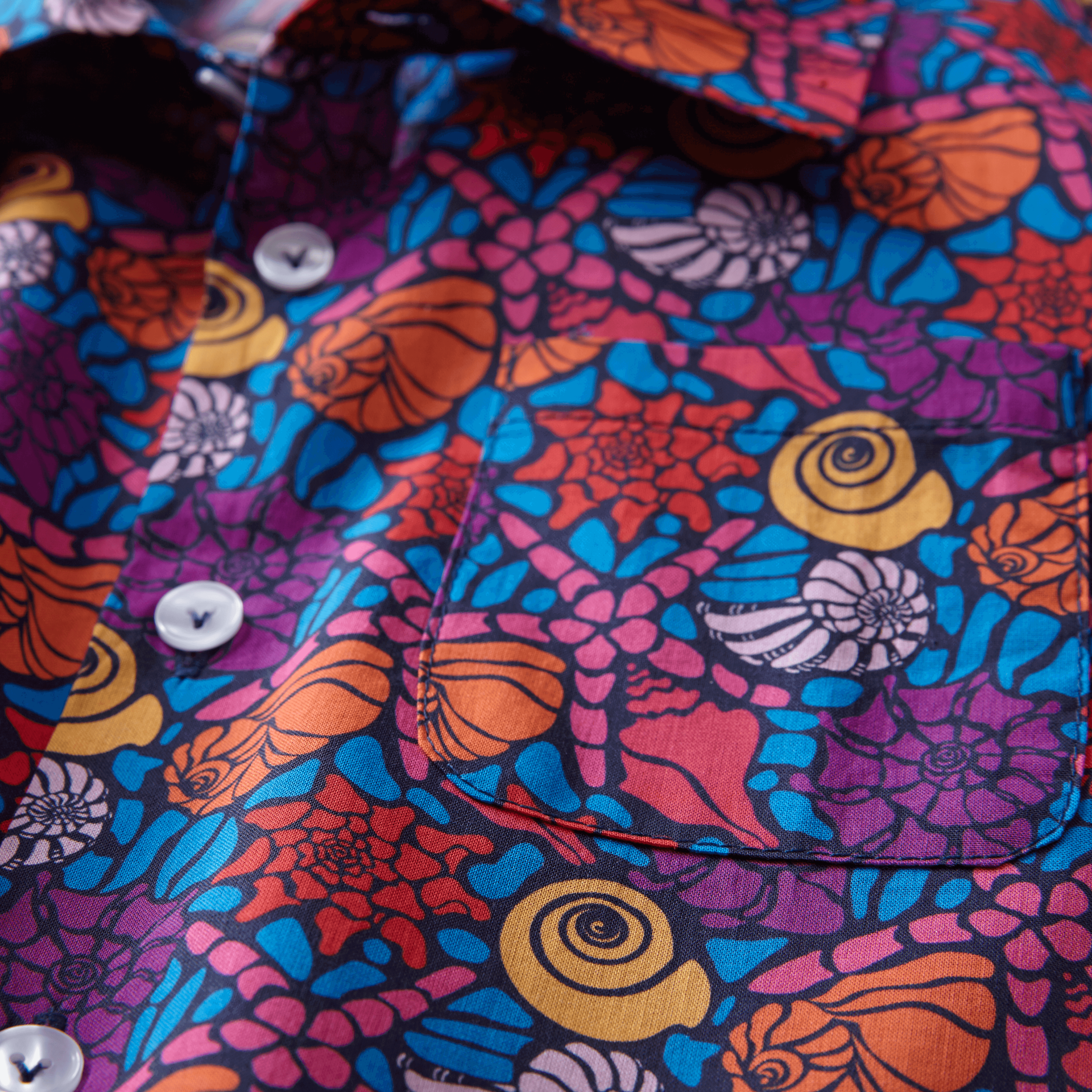 VILEBREQUIN Boys Cotton Bowling Shirt Noumea Sea Shells