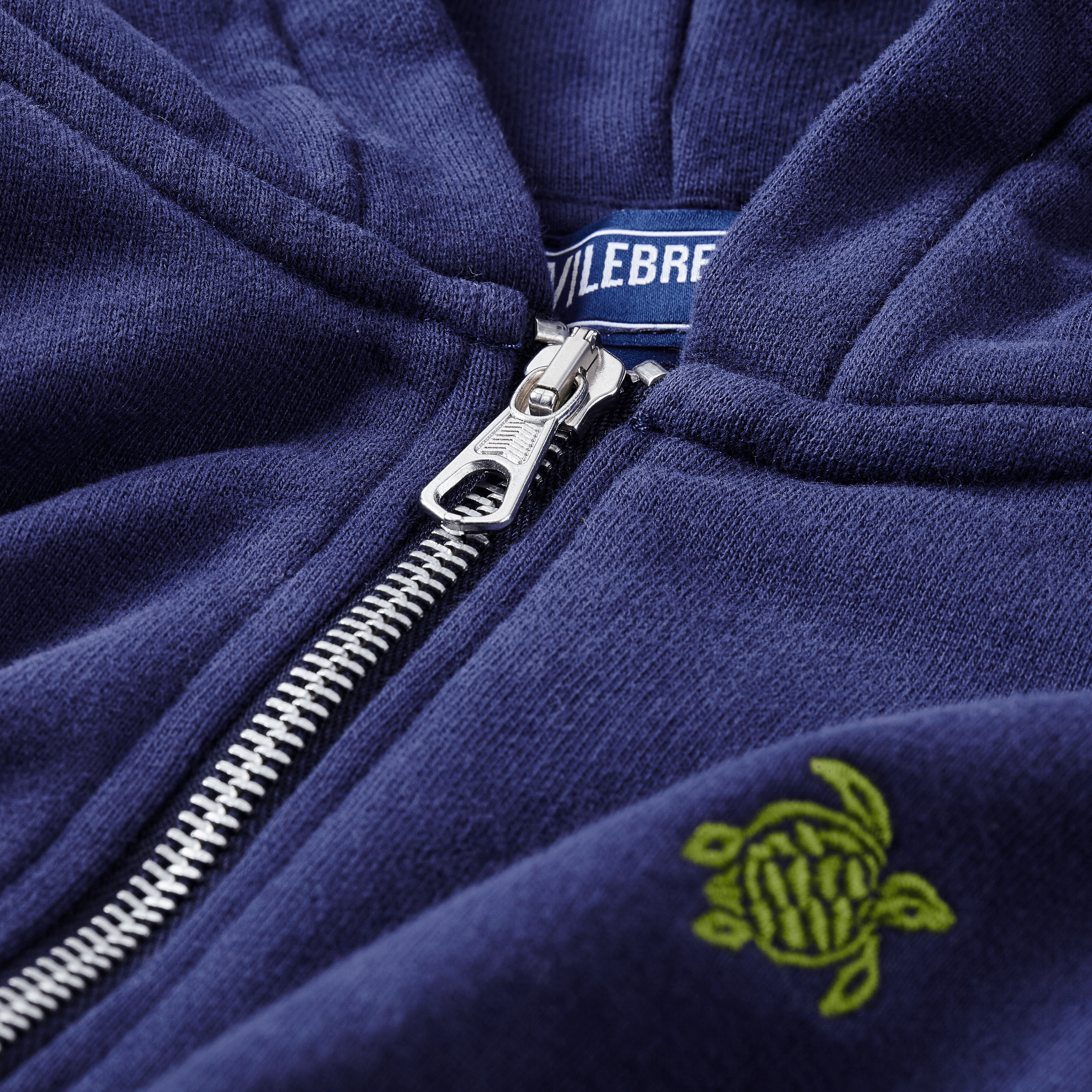 VILEBREQUIN Boys Hooded Front Zip Sweatshirt Placed Embroidery Tortue Back