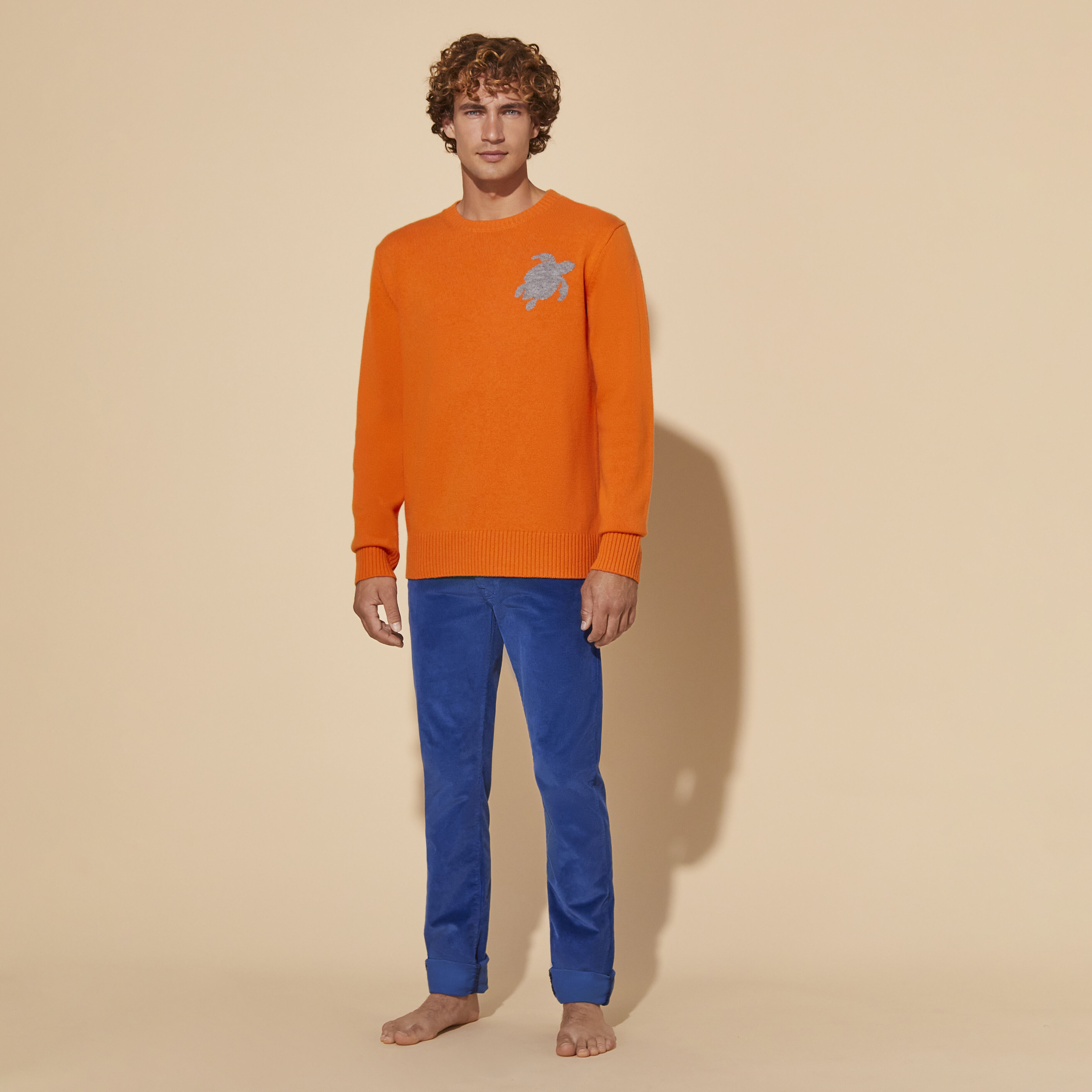 VILEBREQUIN Men Wool and Cashmere Crewneck Sweater Turtle | CARROT / Orange